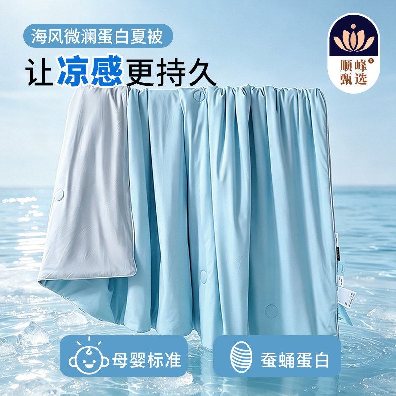 新款蚕蛹蛋白夏被凉感冰丝凉感被海风微澜夏凉被空调被可水洗机洗