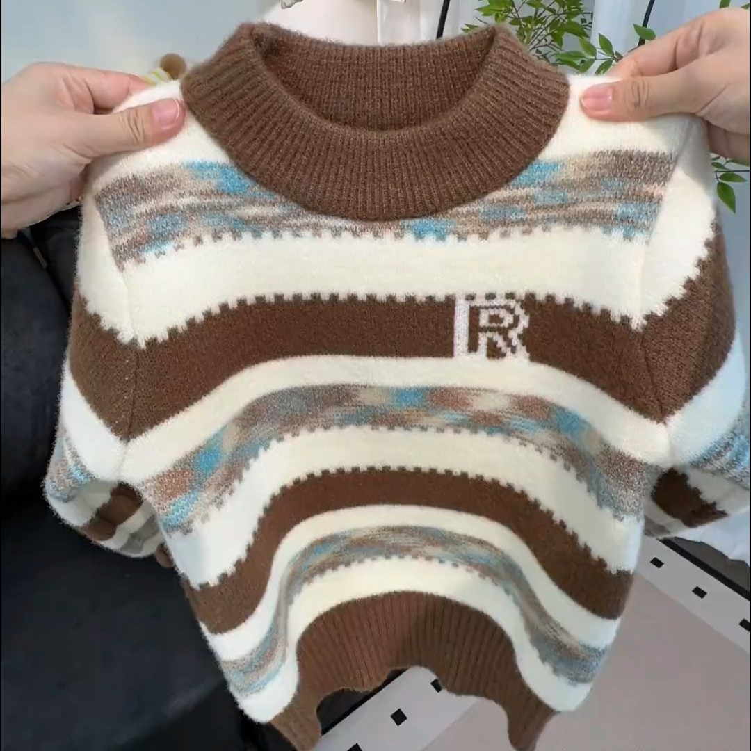 2025男童新款冬季毛衣中大童不起球男孩针织衫儿童打底加厚毛线衣