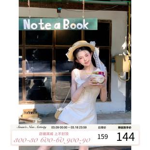 方领a字短裙气质少女裙子 项天鹅er 法式 吊带连衣裙2025春季 新款