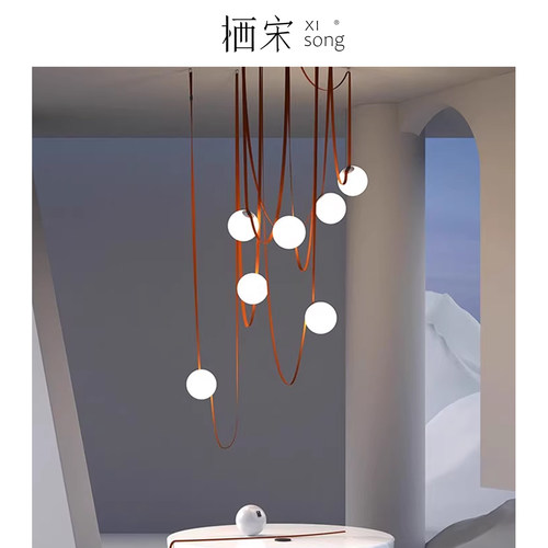 意大利皮带吊灯创意个性艺术设计师客厅挑空loft复式楼梯间餐厅灯