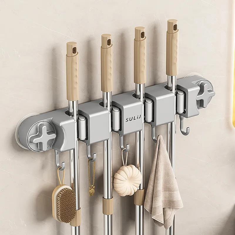 桐鑫多功能吸盘拖把夹卫生间拖把免打孔浴室置物架壁挂式固定夹子