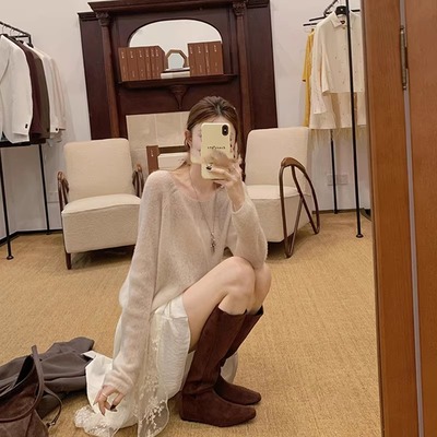 牛皮内增高5cm绒面软皮长筒靴子