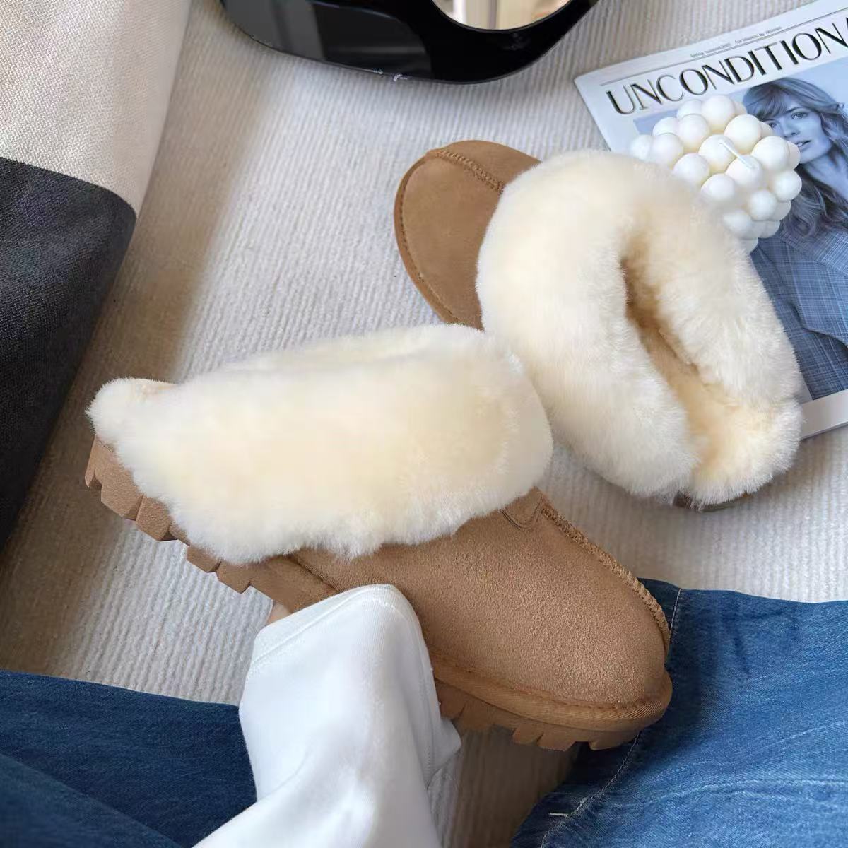 真皮羊毛雪地靴2025新款毛毛拖鞋