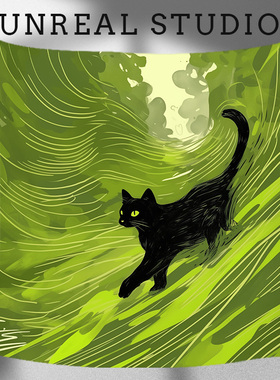 【草丛猫咪】竖版挂布ins风背景布绿色氛围宿舍抽象卡通原创墙布