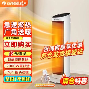 格力清仓取暖器家用立式暖风机速热电暖风语音X9020BV石墨烯加热
