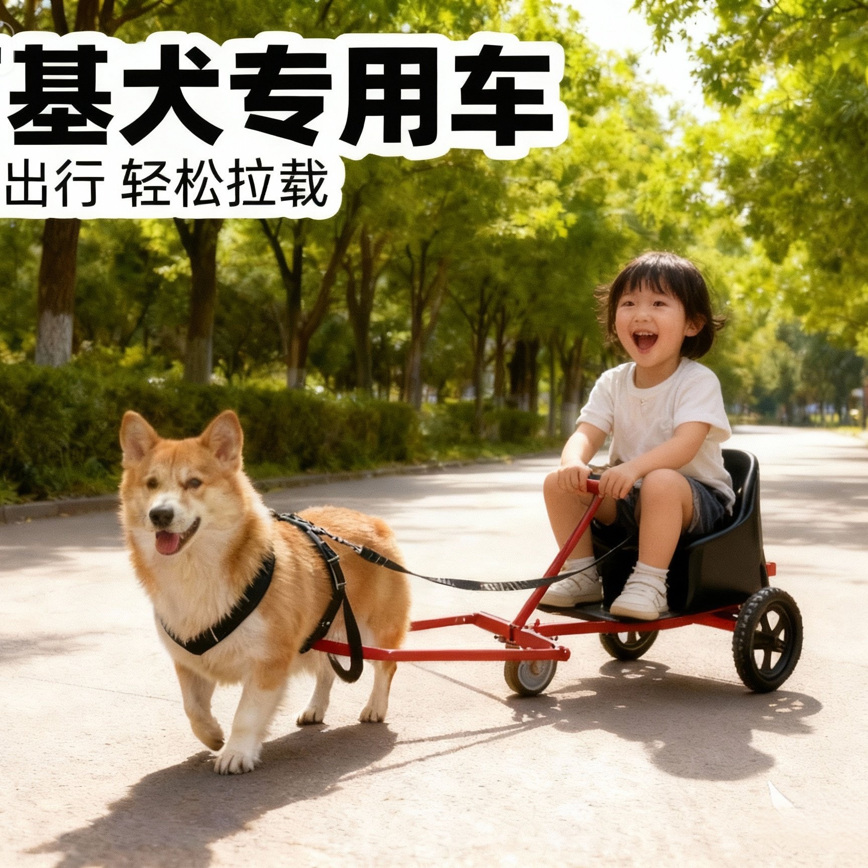 适合20-50斤中小型犬扭扭车超大轮低重心防侧翻狗力车遛狗狗减肥