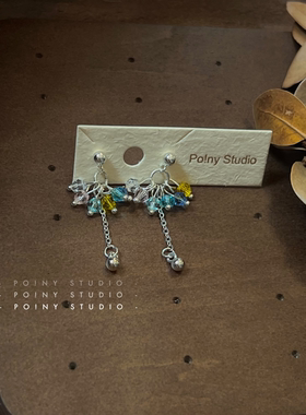 复古气质玻璃水晶耳夹女小众设计高级感百搭精致耳鬓花新款