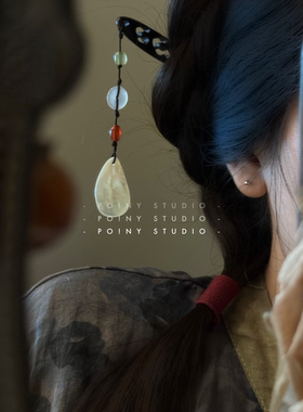 新中式贝壳流苏发簪女小众设计高级感气质简约百搭发饰木簪子新款