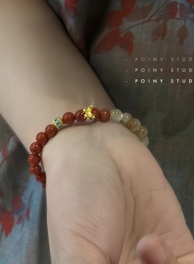 原创南红玛瑙手链女复古手串珠手环简约高级感复古小众精致手饰品