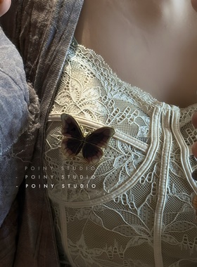 复古紫色蝴蝶胸针女宫廷风法式日常高端小众精美别针衣服西装配饰