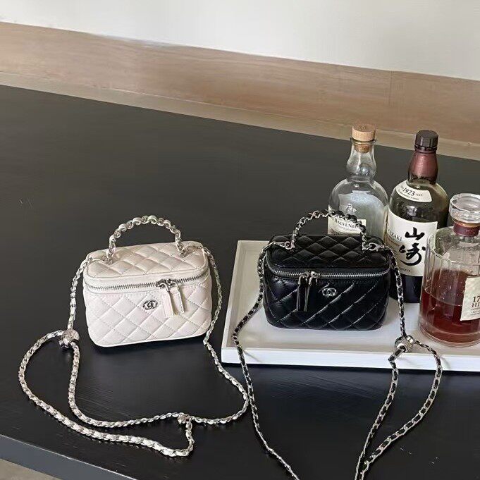 品牌真皮女包小香风菱格链条盒子包新款手提包百搭单肩包潮斜挎包