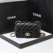 轻奢真皮小香风方胖子女包经典 款 菱格链条单肩腋下包高级感斜挎包