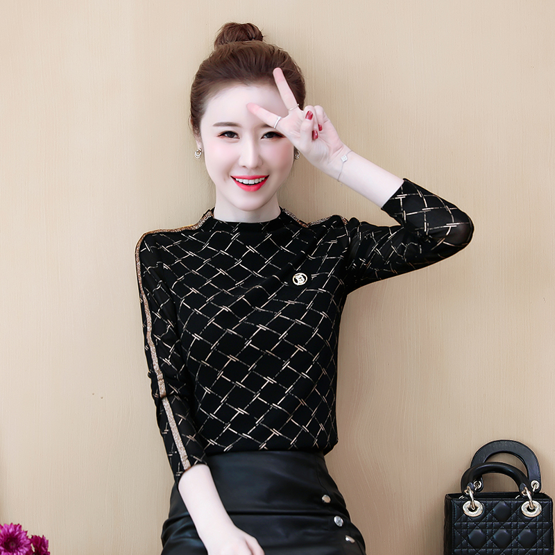 Large Women's wear Half a stripe T-shirt 2019 Early Autumn new pattern Long sleeve Self cultivation Jacobs jacket Tight fitting Base coatin the Women's clothing/Boutique , Large size women  category - from Buy2taobao.com to provide professional Taobao agent buy service