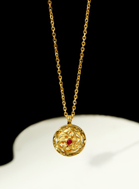 欧伊尼S925纯银项链小众时尚车花太阳吊坠女高级感轻奢锁骨链