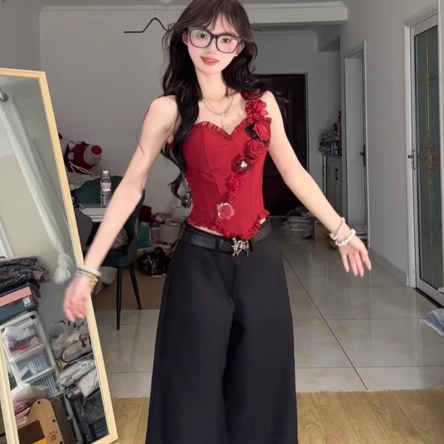 绝美漂亮法式重工轻奢高级感蕾丝鱼骨收腰抹胸上衣女吊带背心夏季