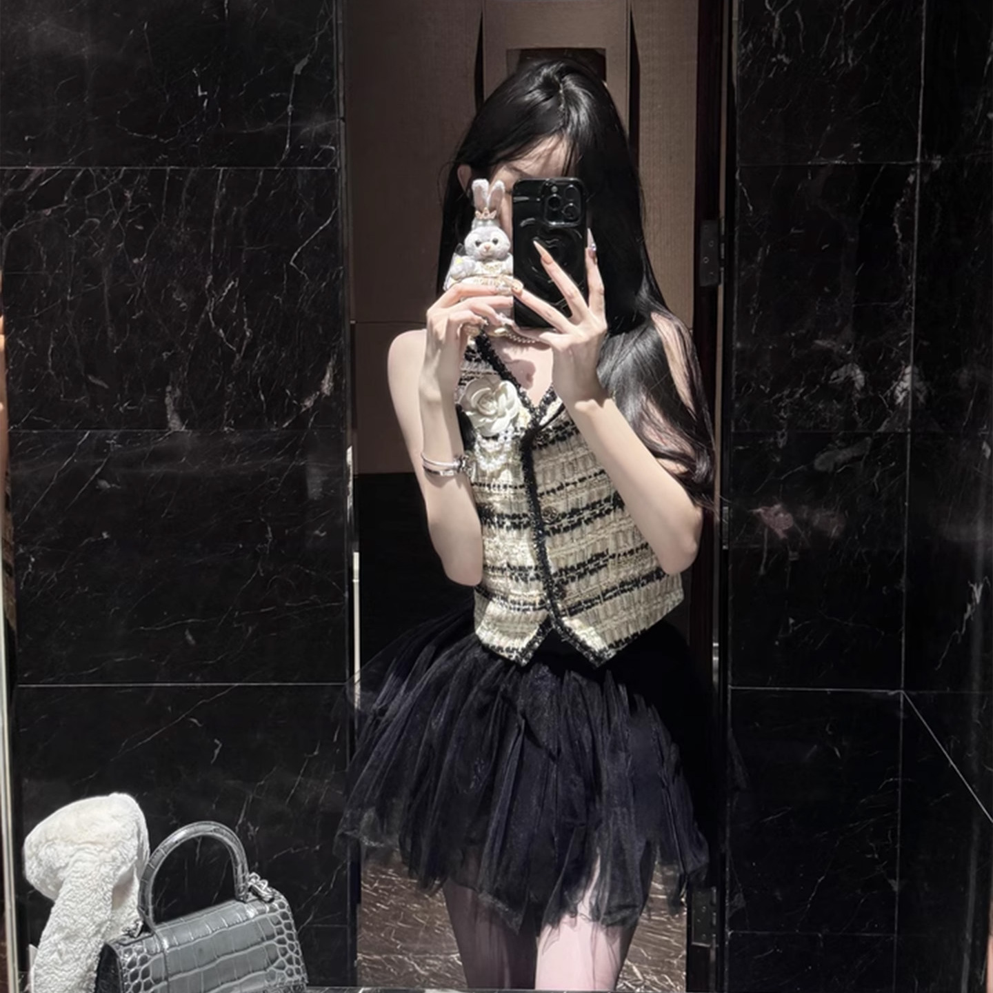 小香风马甲短款上衣夏季千金感复古气质高级感粗花呢v领背心女夏