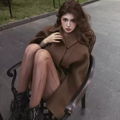 长款翻领毛呢子通勤宽松大衣外套