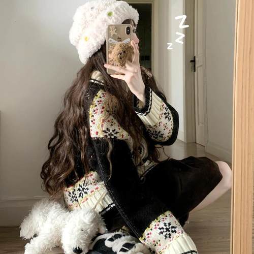 Yoursjin提花超厚实大毛衣外套女