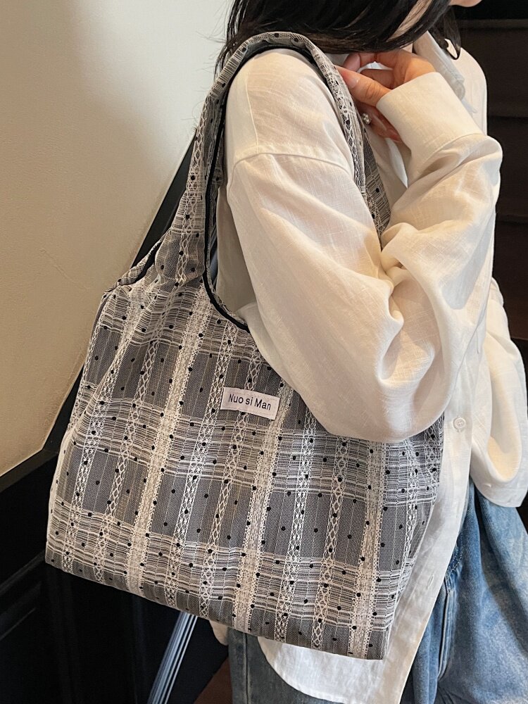 Nuova borsa tote casual di grande capacità per donna, modello 2025, borsa a tracolla semplice in tela, borsa a tracolla versatile._voghion.com