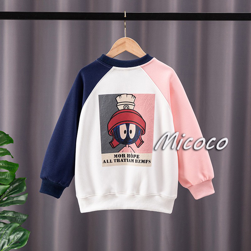 2025新款春秋季儿童卡通卫衣男女童时尚拼色上衣百搭外套潮