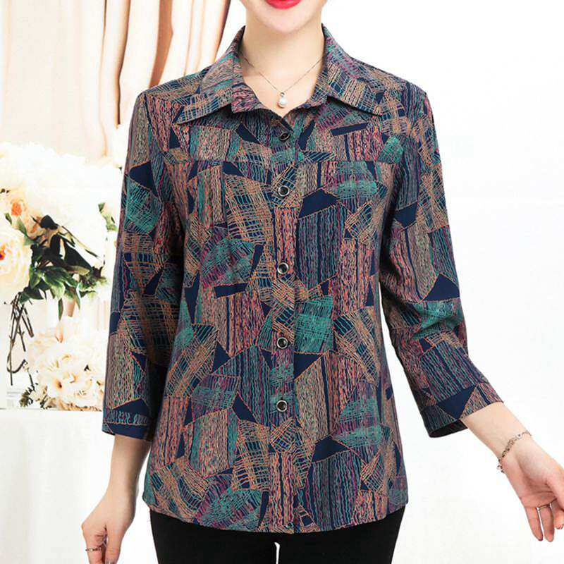 Mom outfit Spring and summer Cotton silk Nine points sleeve shirt Fifty years old Middle and old age Women's wear shirt middle age TSUMUGI jacketin the Women's clothing/Boutique , Large size women  category - from Buy2taobao.com to provide professional Taobao agent buy service