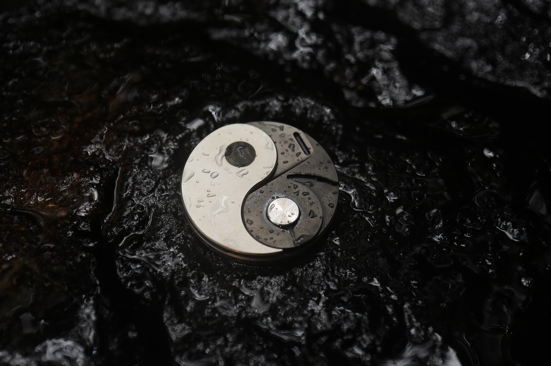 新玩艺术仁道太极刀挂坠钛合金m390左右刃硬币刀