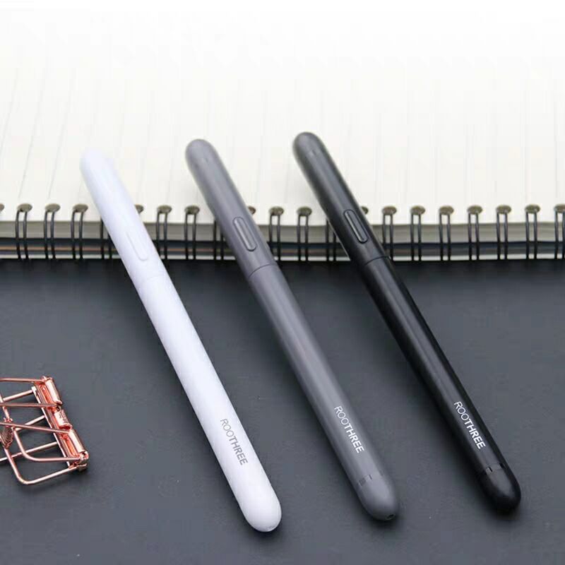 根号三高端弹性中性笔0.5黑色水笔么三黑白灰三色笔办公学生用笔