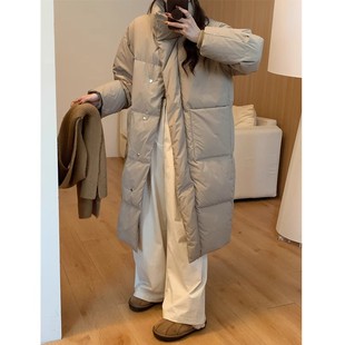 冬季 韩版 2025新款 高级感新国标90白鸭绒加厚外套 羽绒服女中长款