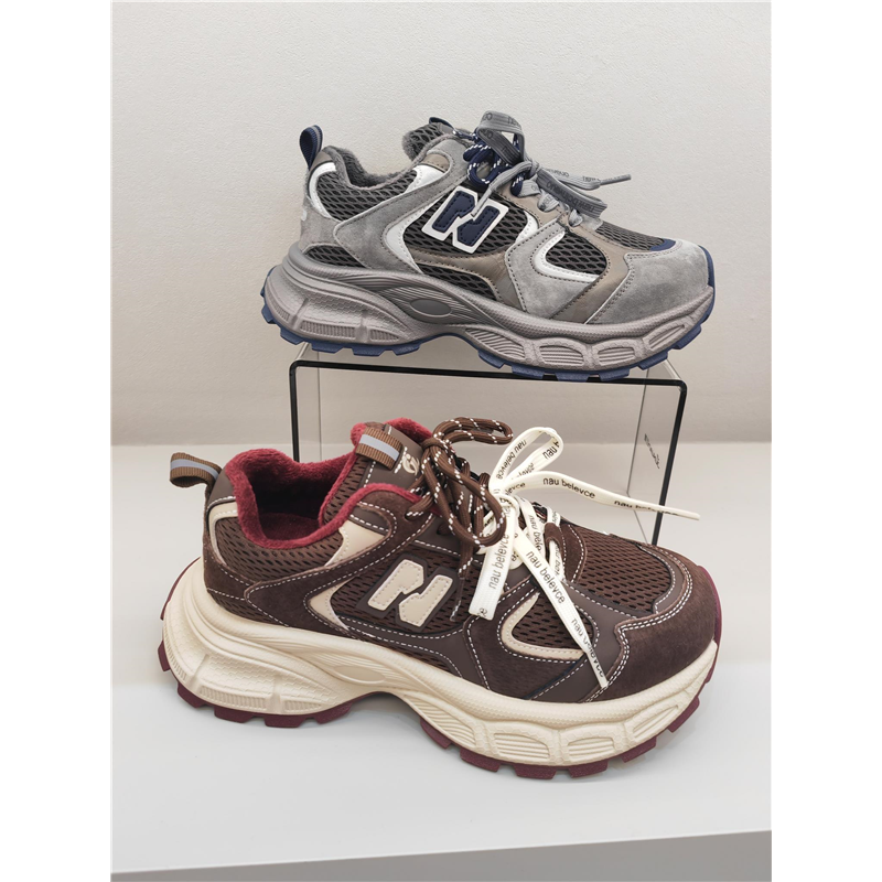 港风真皮厚底增高老爹鞋女秋冬