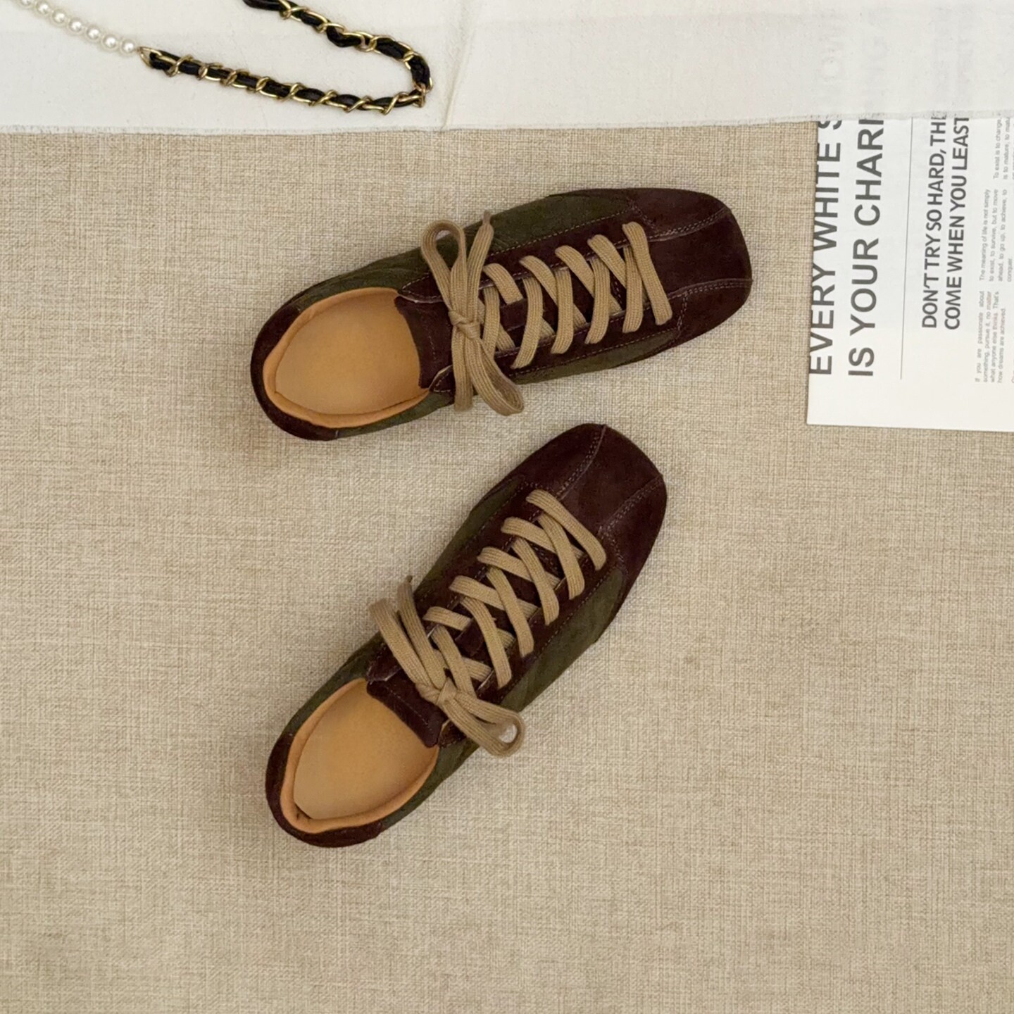 真皮复古圆头德训鞋2026早秋新款百搭系带平底休闲板鞋运动阿甘鞋