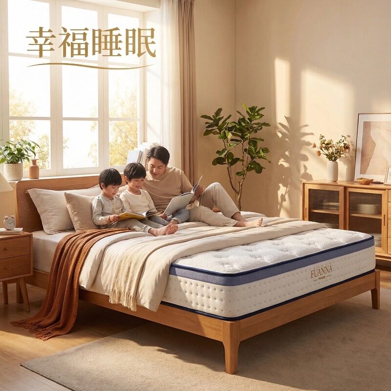 富安娜乳胶床垫静音独立袋装弹簧床垫软硬两用天然黄麻席梦思床垫