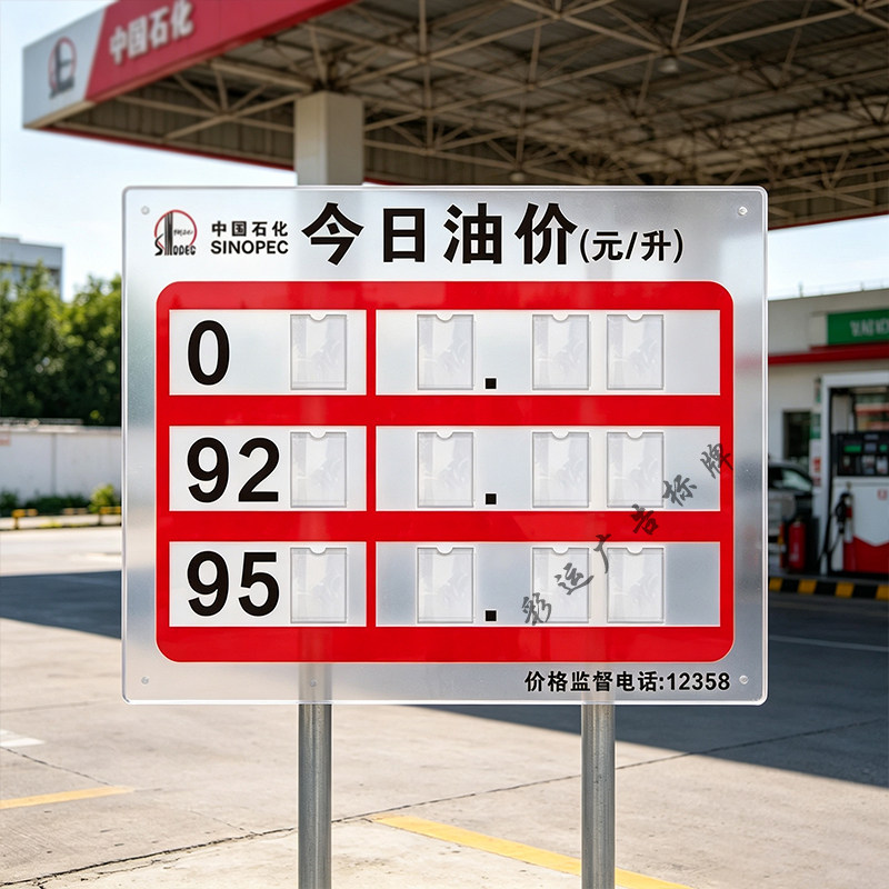 压克力石化加油站今日油价展示牌信息框数字插入式可以更替公示栏