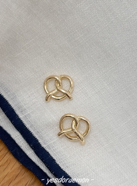 碳水快乐! 精致气质可爱碱水面包结耳钉女s925银针小众设计感耳环