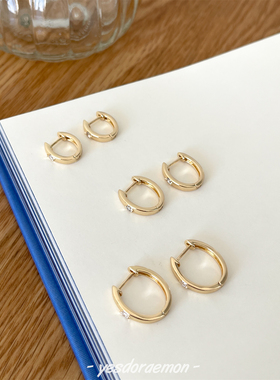 一点特别 超闪微镶锆石高保色镀金耳圈耳环 时髦基础百搭气质耳饰