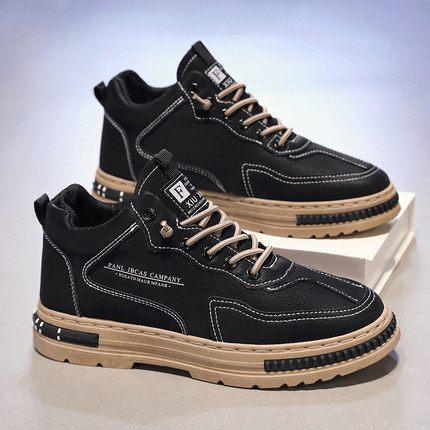 2025秋季新款工装靴子男士厚底增高耐磨马丁靴潮流百搭休闲男鞋子