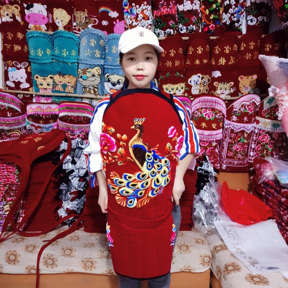 云南保山腾冲园角牌背带婴儿背扇贵州背小孩背双肩背带新生儿新款