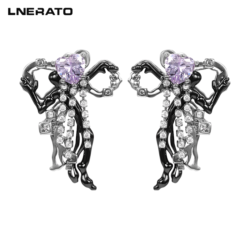 LNERATO爱心蝴蝶结流苏耳钉