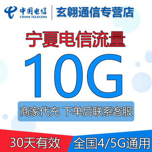 宁夏电信流量充值10G全国通用中国电信通用流量包加油包30天有效