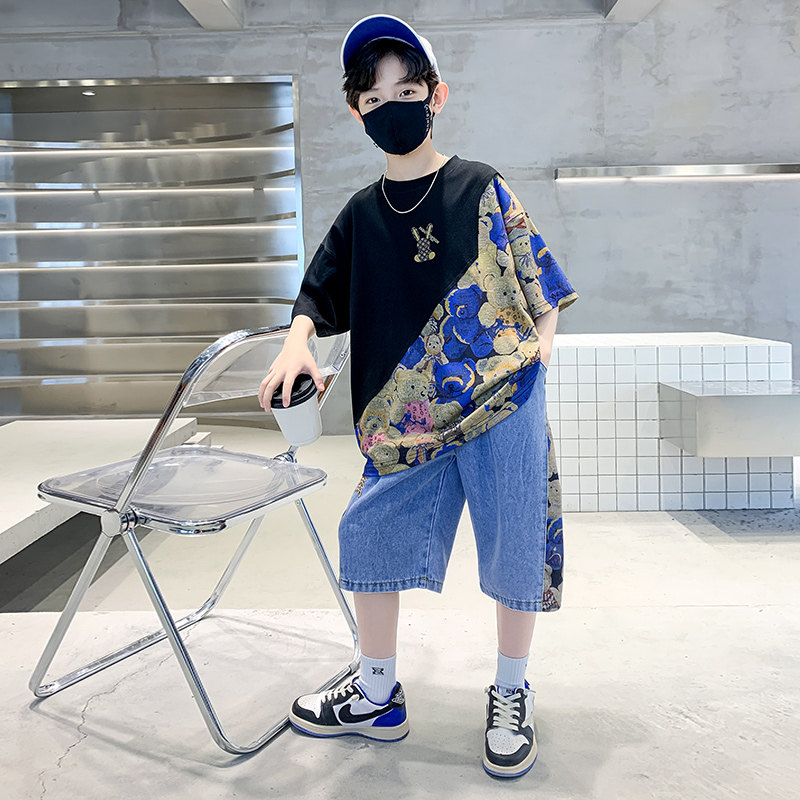 儿童装男童短袖套装夏季薄款短袖2026新款中大童帅气男孩炸街衣服