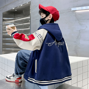 童装男童外套春秋款中大童2026新款男孩宽松春天洋气运动上衣连帽