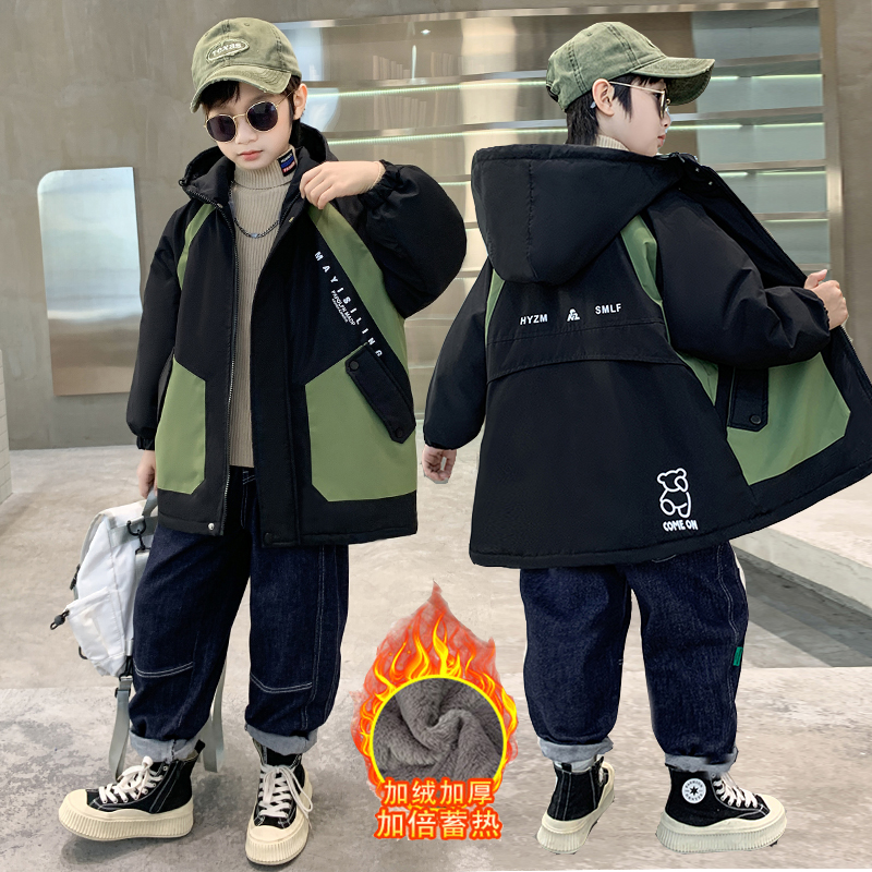 男童加絨沖鋒衣二棉冬季加厚