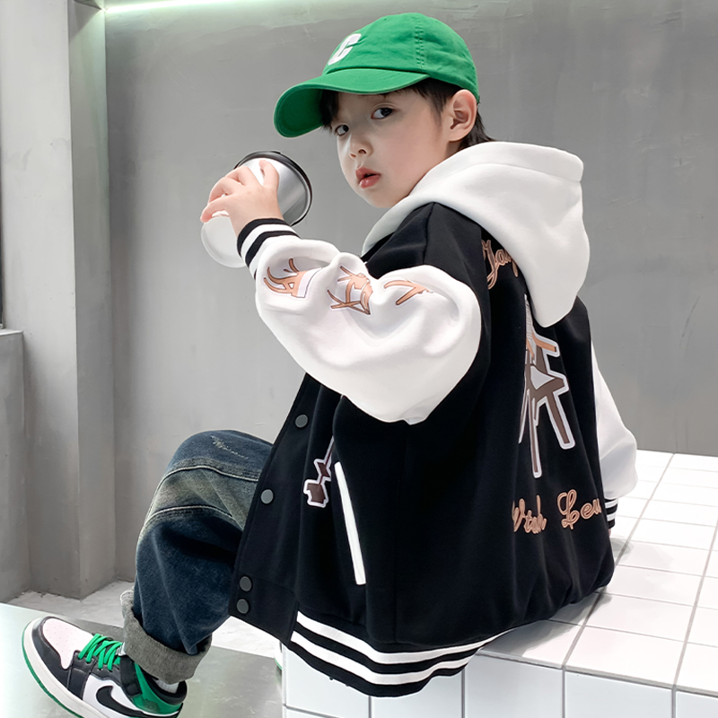 男童秋装棒球服长袖外套2023新款中大童韩版男孩痞帅炸街时髦上衣