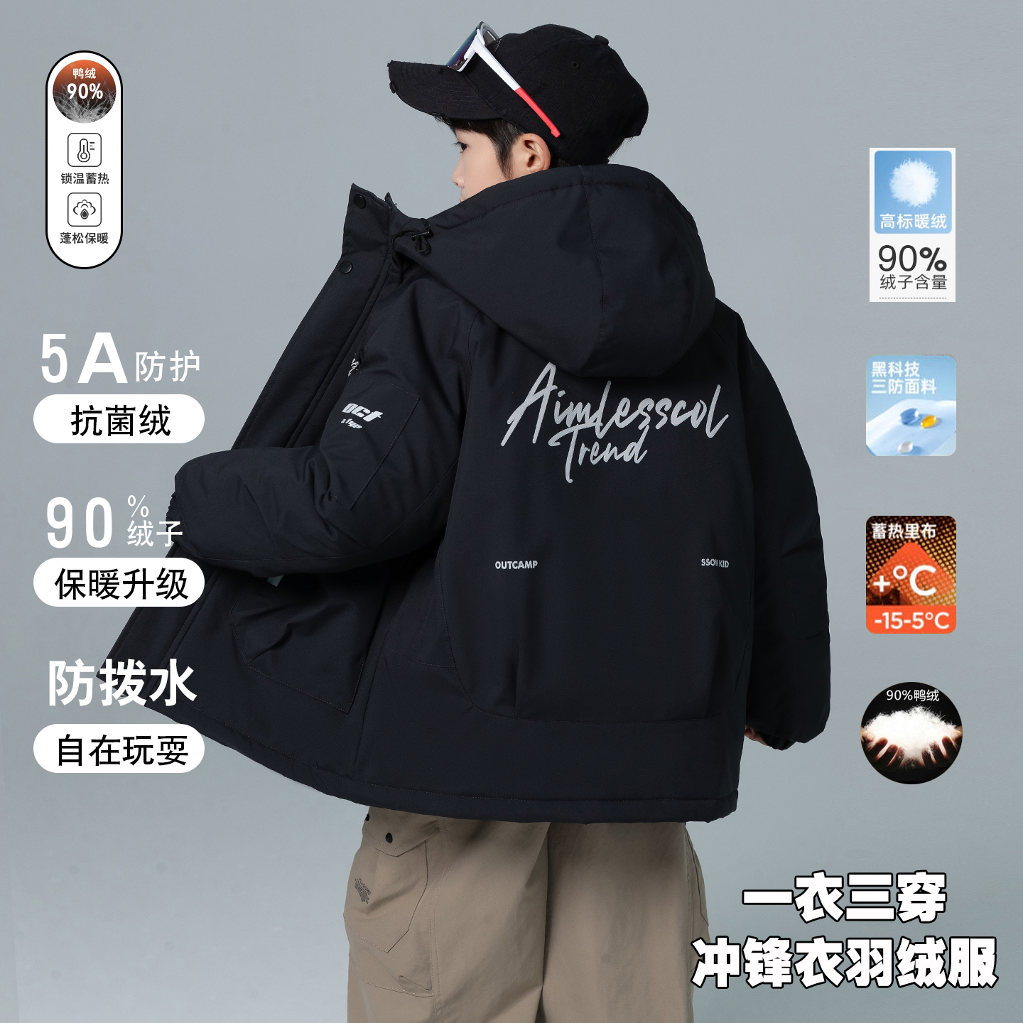 大童帅气冬季防风保暖外套