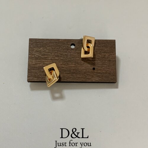 轻奢小众金色几何双扣耳钉气质感