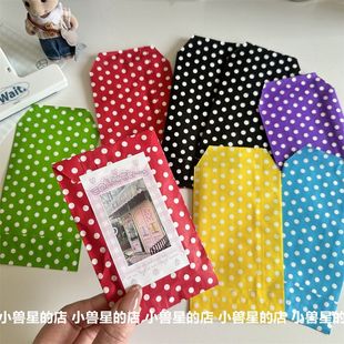 古早风可爱彩色波点复古纸袋礼物礼品包装出小卡打包材料信封纸袋