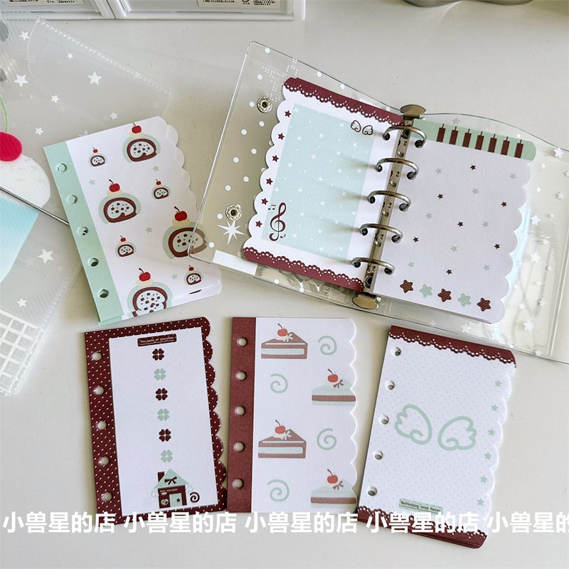 古早风薄荷生巧原创异形波浪边M5活页替芯手账内页可爱便签打底纸