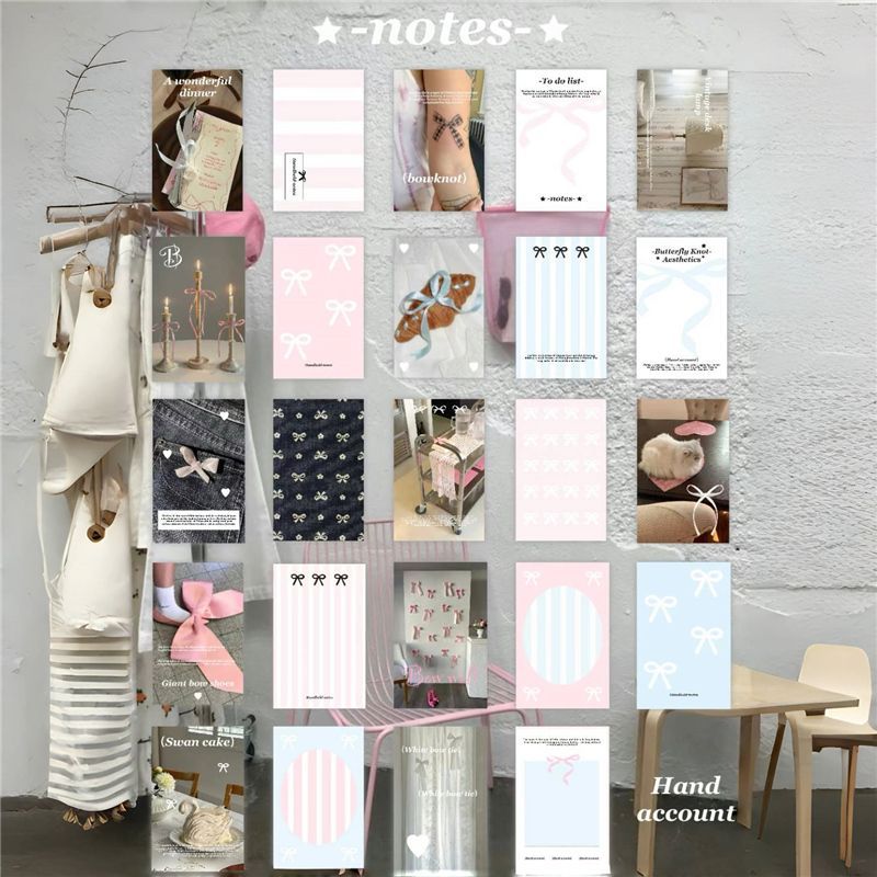 原创ins风牛仔星星M5手账配件手账装饰卡片吐司蝴蝶结打底 素材纸