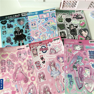 韩系domi贴纸同款平替漫画人物场景拼贴纸天使鬼马少女装饰手机壳
