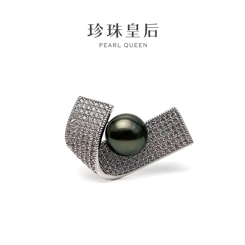 【珍珠皇后】瑰丽无双极简风合金海水黑珍珠胸针（10-11mm）