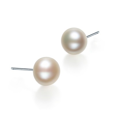 珍珠皇后 S925银淡水白珍珠耳钉（珠径9-10mm）简雅